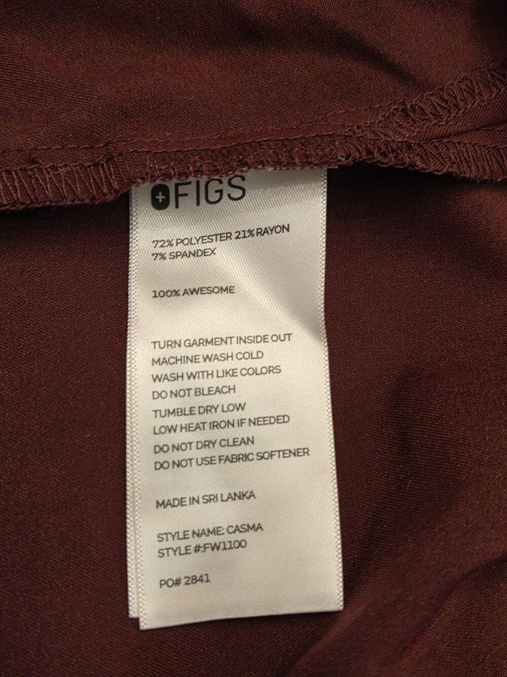 Figs Casma Scrub Top Womens XXL Burgundy V Neck Medical Nurse Uniform Hospital - Picture 5 of 7